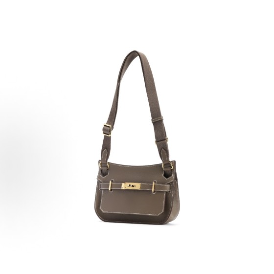 HERMES Jypsiere golden buckle Gypsy bag crossbody bag mini women\'s elephant grey